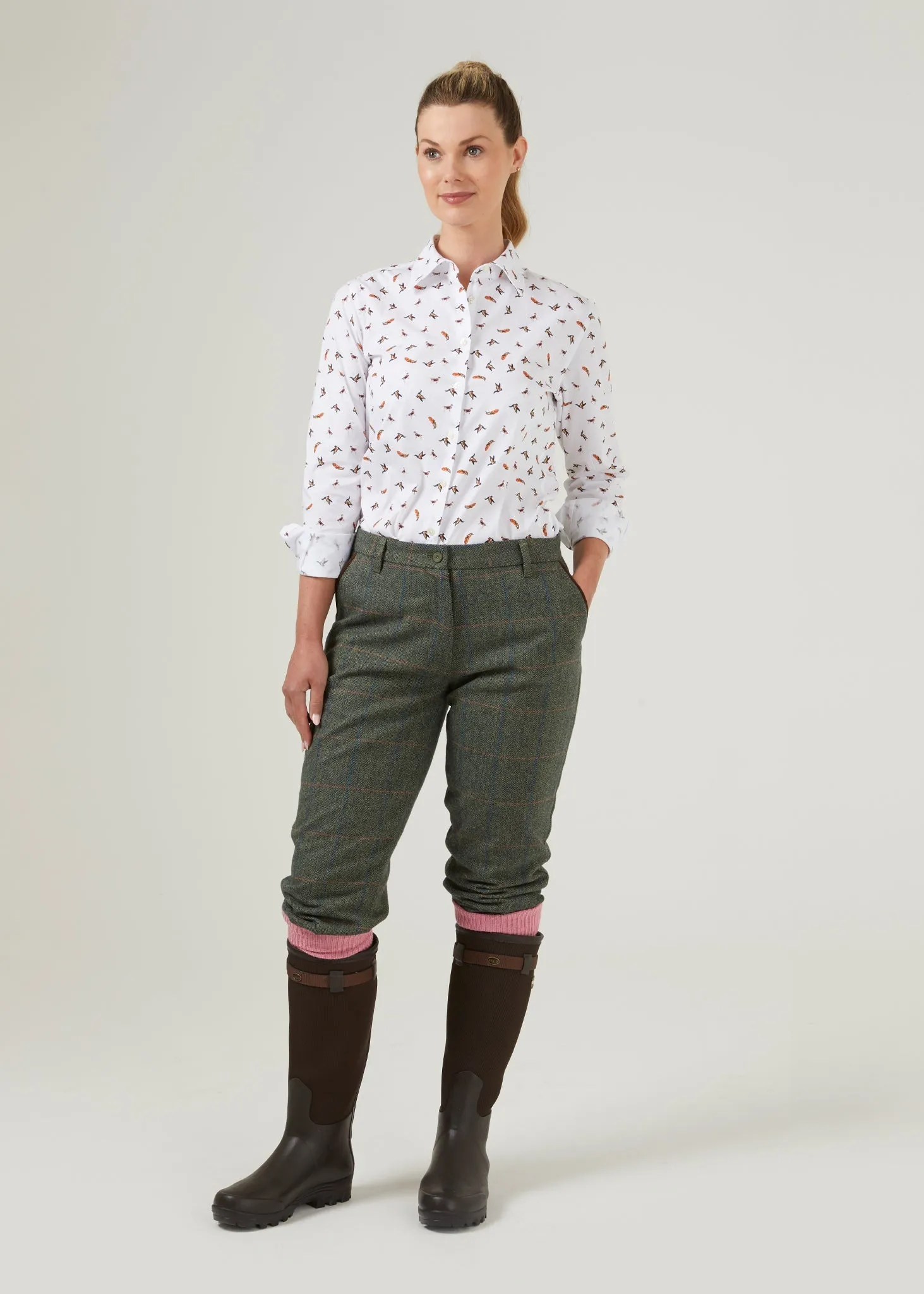 Lawen Ladies Printed Cotton Shirt - Dog & Duck Design