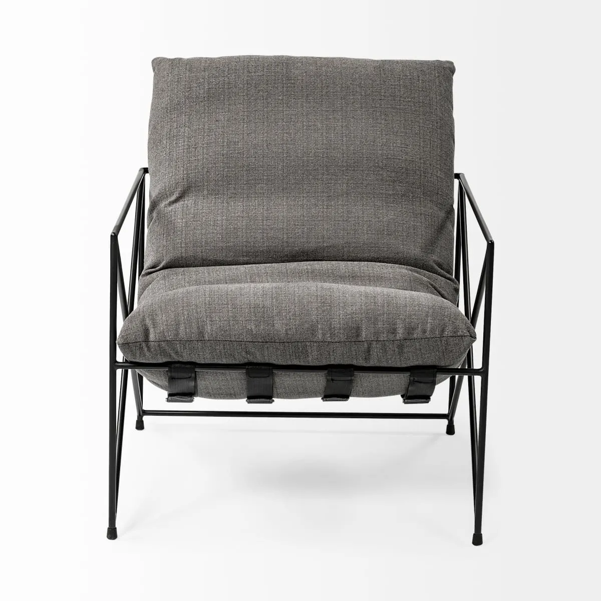 Leonidas Accent Chair Gray Fabric | Black Metal