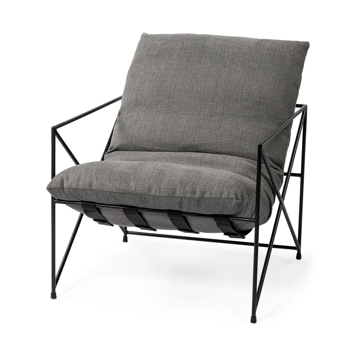 Leonidas Accent Chair Gray Fabric | Black Metal