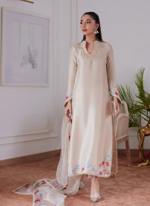 Liara Sand Embroidered Raw Silk Shirt And Dupatta