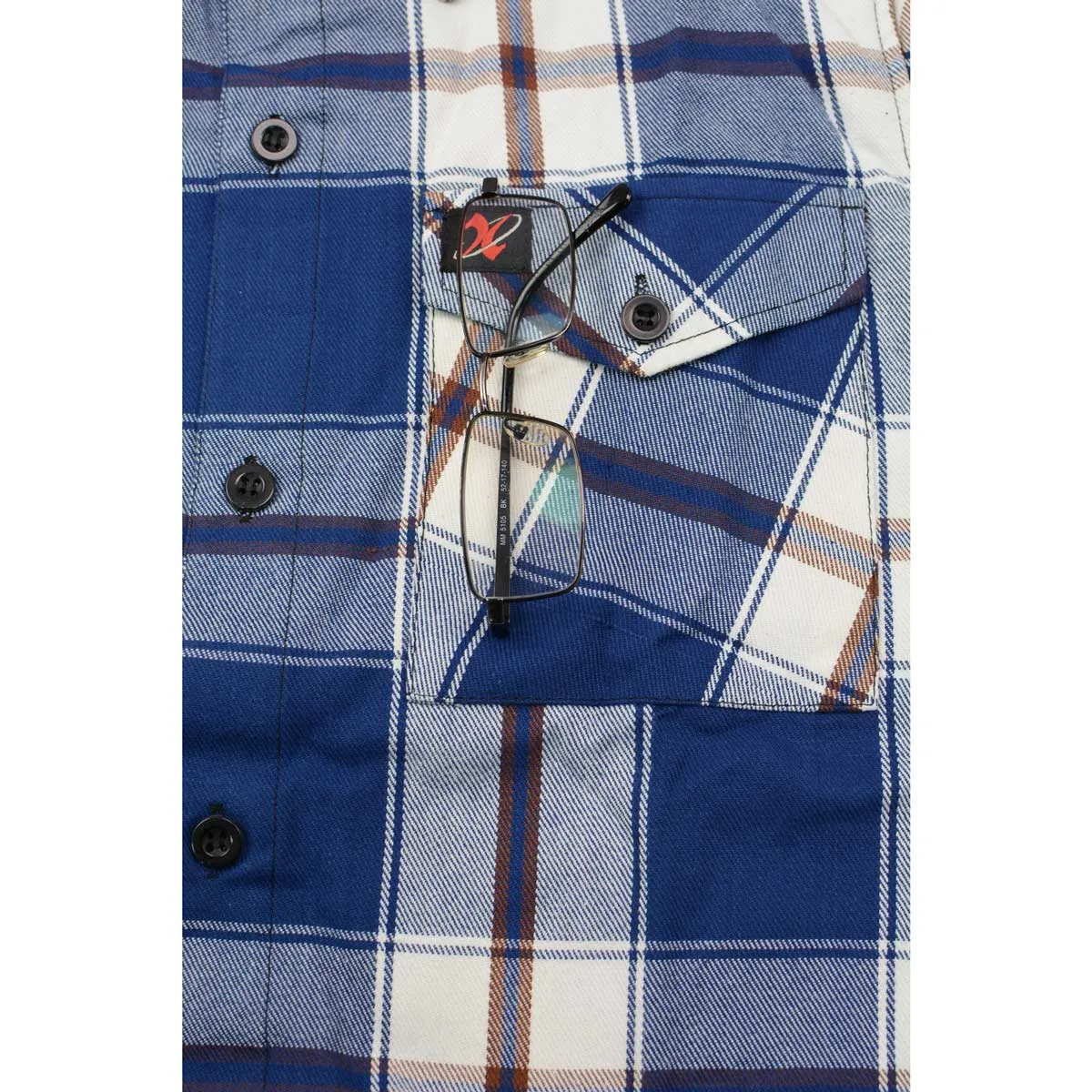 Milwaukee Leather Men's Flannel Plaid Shirt Blue White and Maroon Long Sleeve Cotton Button Down Shirt MNG11645