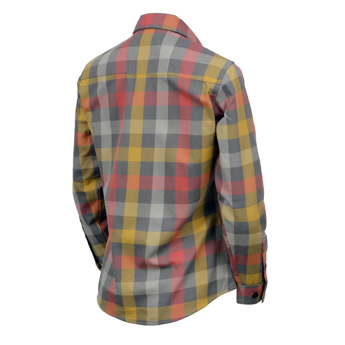 Milwaukee Leather MNG21614 Women's Gray and Red with Yellow Long Sleeve Cotton Flannel Shirt