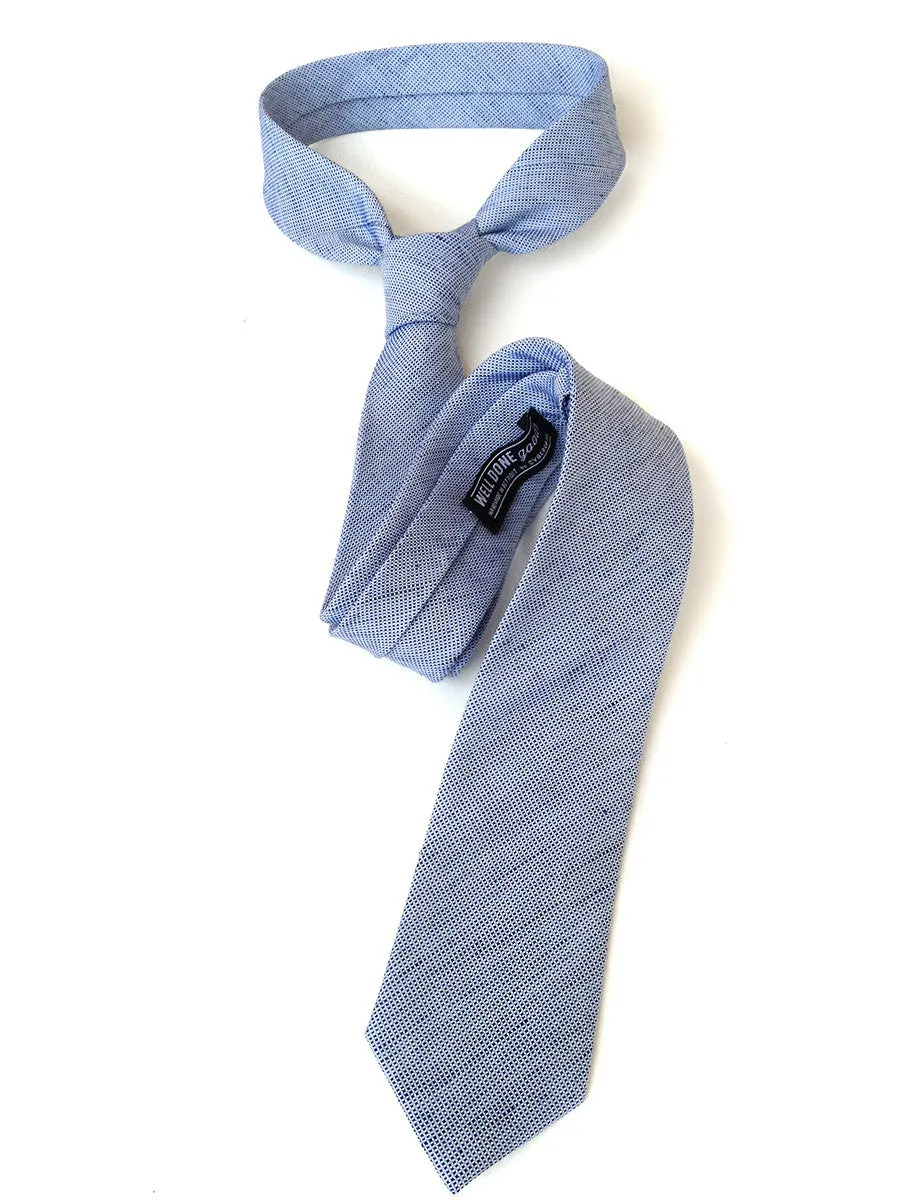 Nautical Blue Linen Necktie. Solid Color Tie, St. Clair