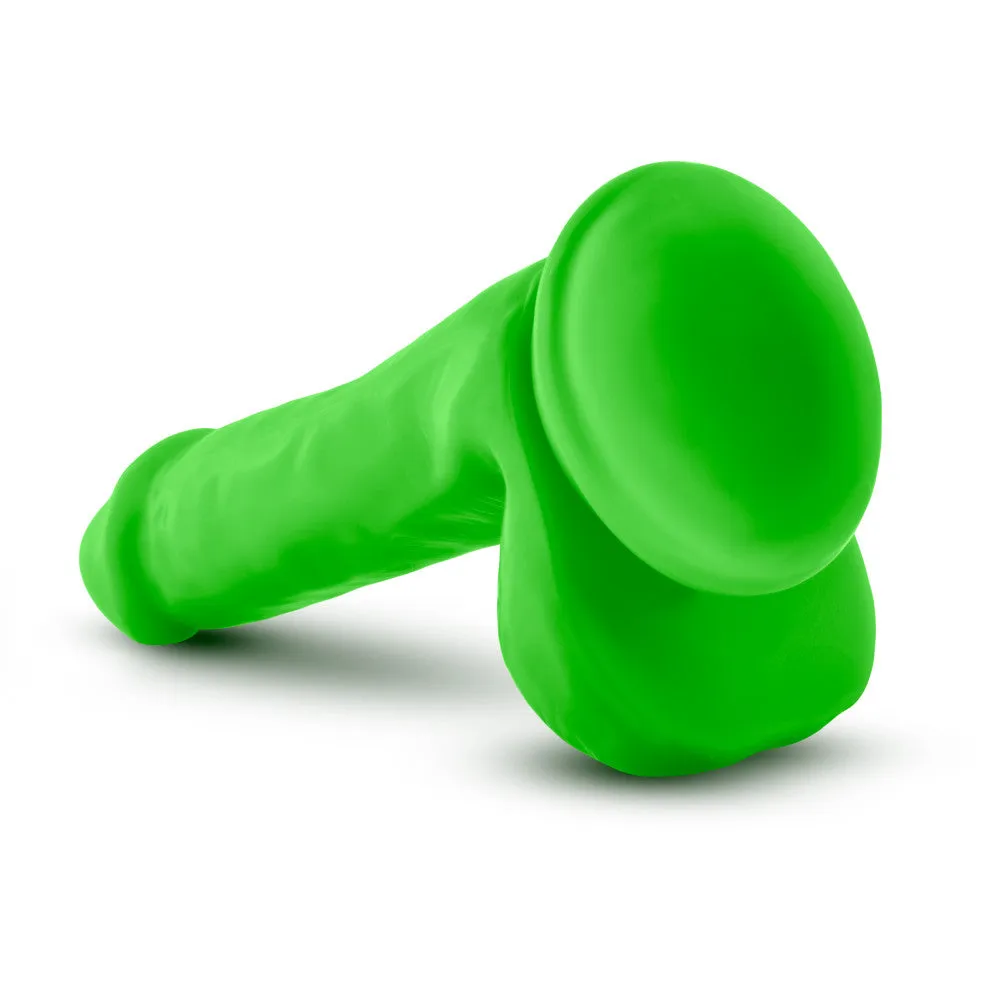 Neo Elite By Blush® | Neon Green: 6.5-Inch Long Dildo - Made with Purio™ Silicone & SensaFeel® Dual Density Realistic Technology