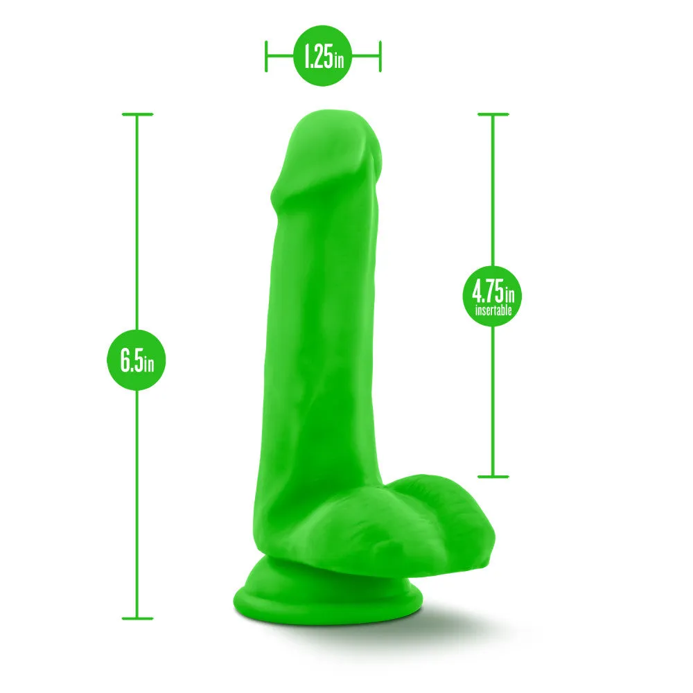 Neo Elite By Blush® | Neon Green: 6.5-Inch Long Dildo - Made with Purio™ Silicone & SensaFeel® Dual Density Realistic Technology