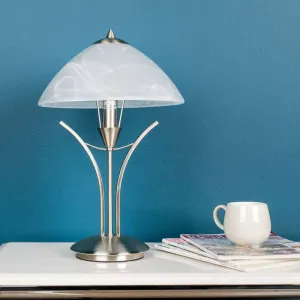 Pesscara Satin Silver & Alabaster Glass Table Lamp