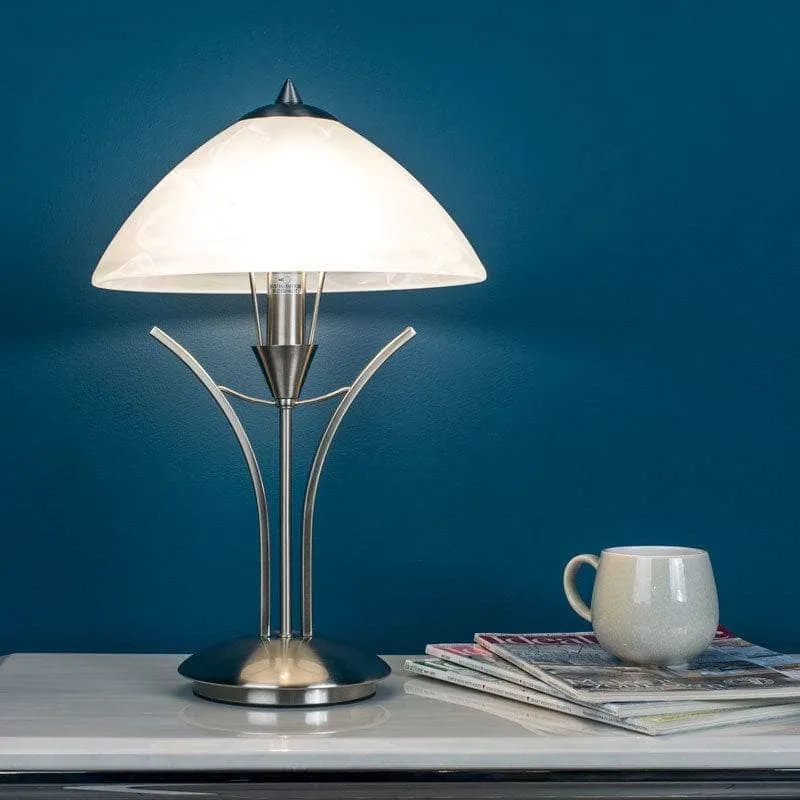 Pesscara Satin Silver & Alabaster Glass Table Lamp