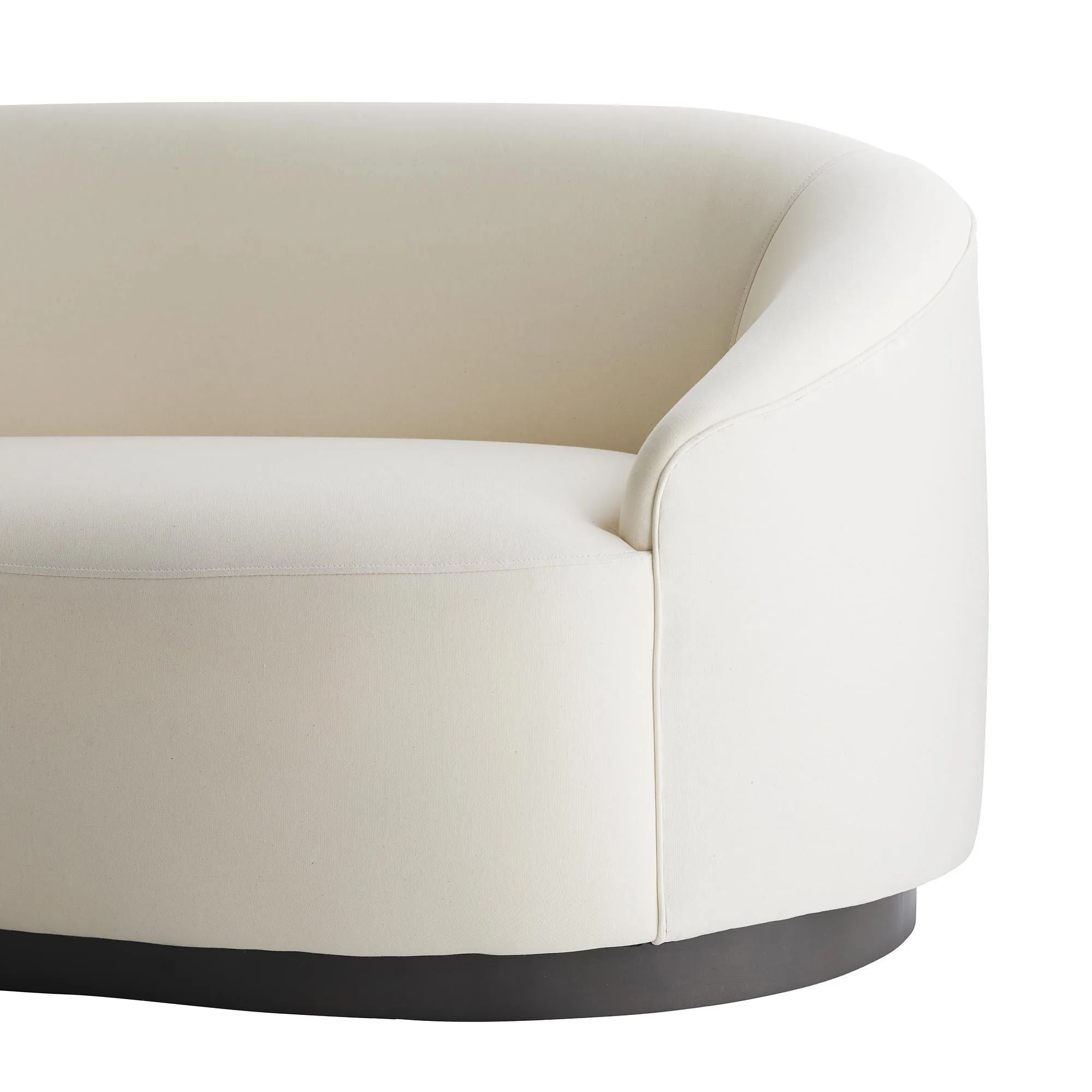 Petite Curved Sofa in Muslin