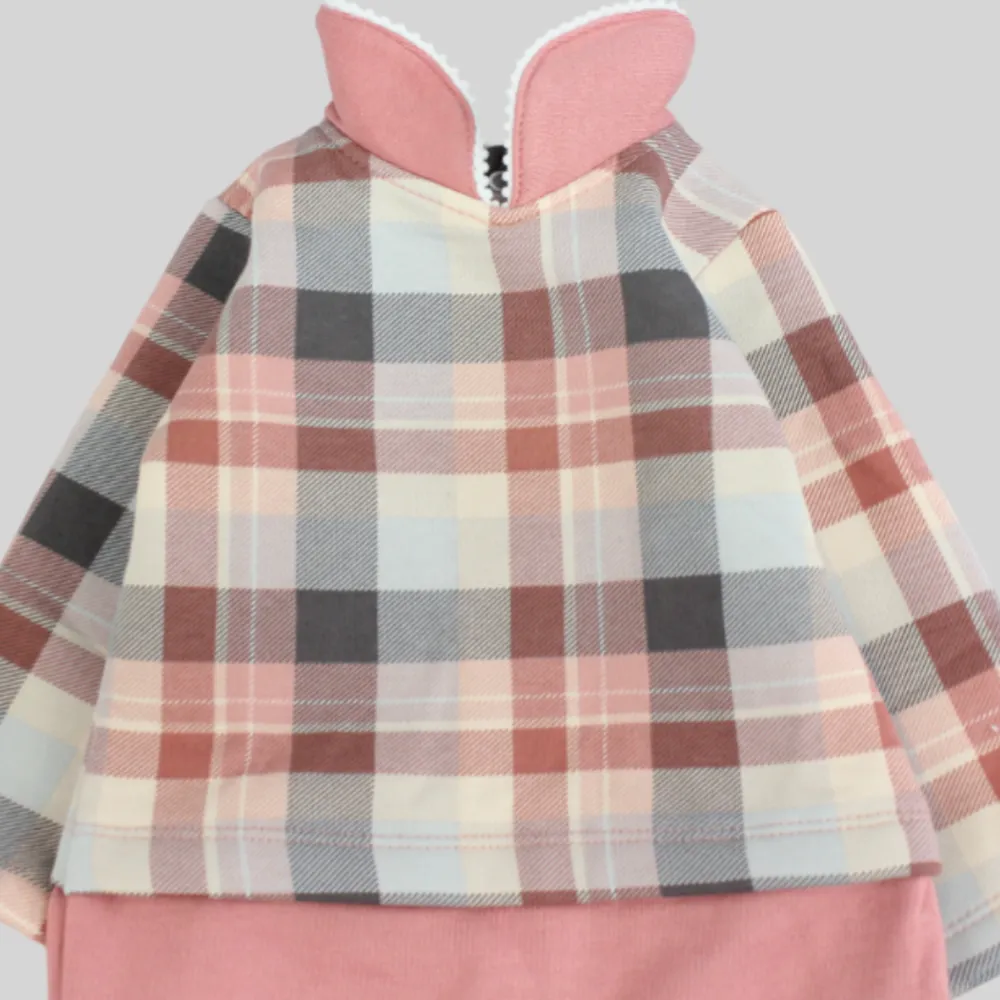 Pink Checkered Long-Sleeved Baby Footie