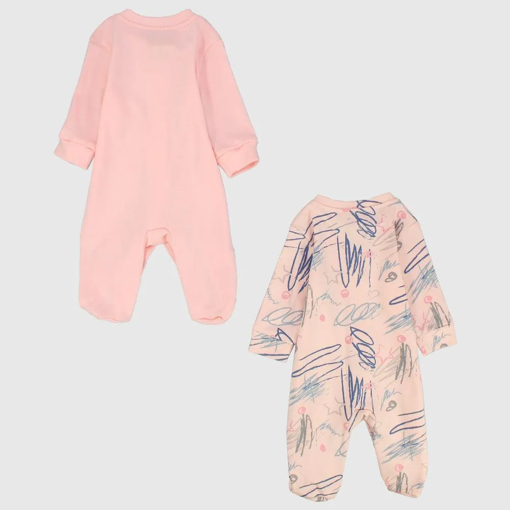 Pinkish Long-Sleeved Baby Footie (Pack Of 2)