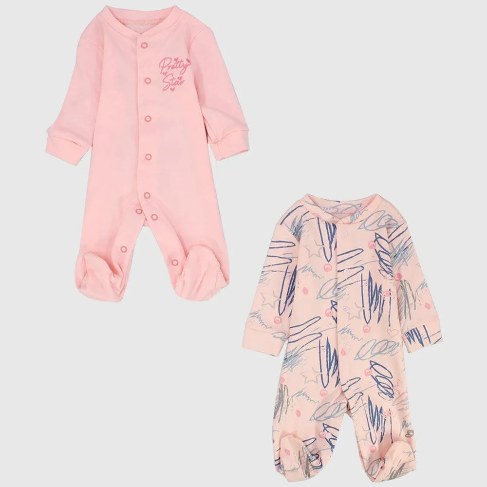 Pinkish Long-Sleeved Baby Footie (Pack Of 2)