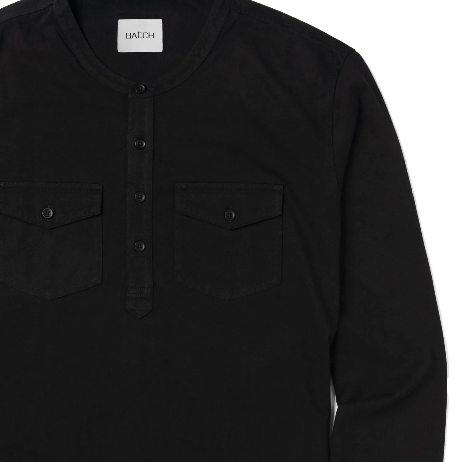 Pioneer Henley Shirt –  Jet Black Cotton Jersey