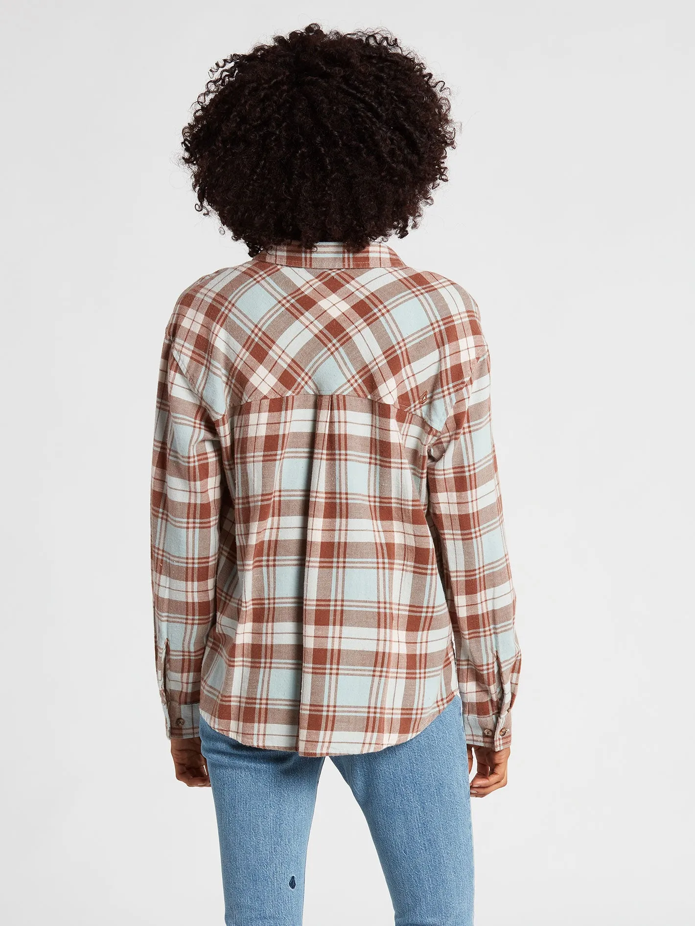 Plaid To Meet You Long Sleeve Flannel - Blue Fog