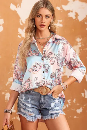 Printed Long Sleeve Collared Shirt