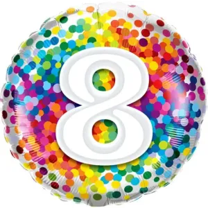 Rainbow Confetti 8th Foil Balloon