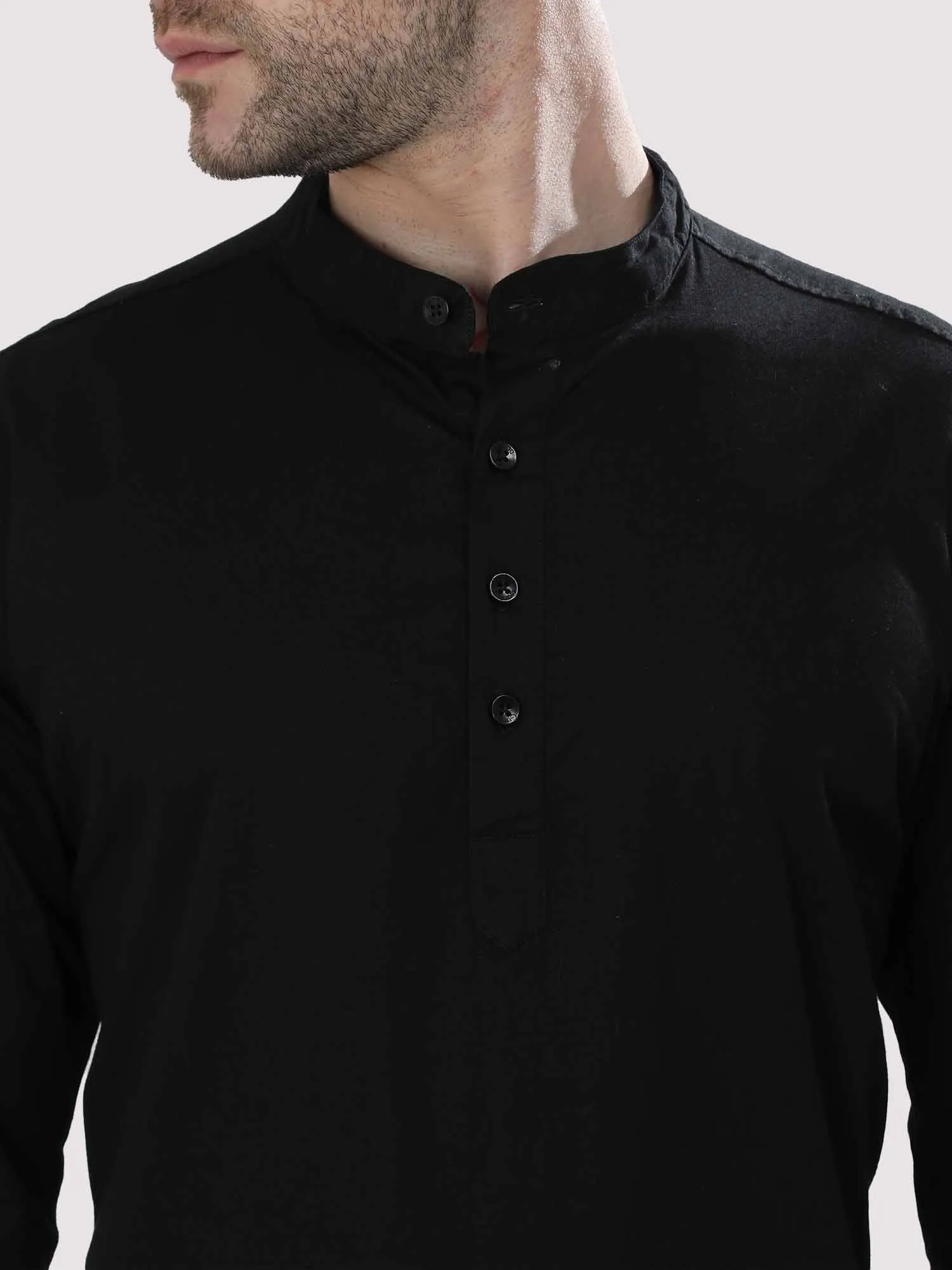 Rich Black Solid Kurta