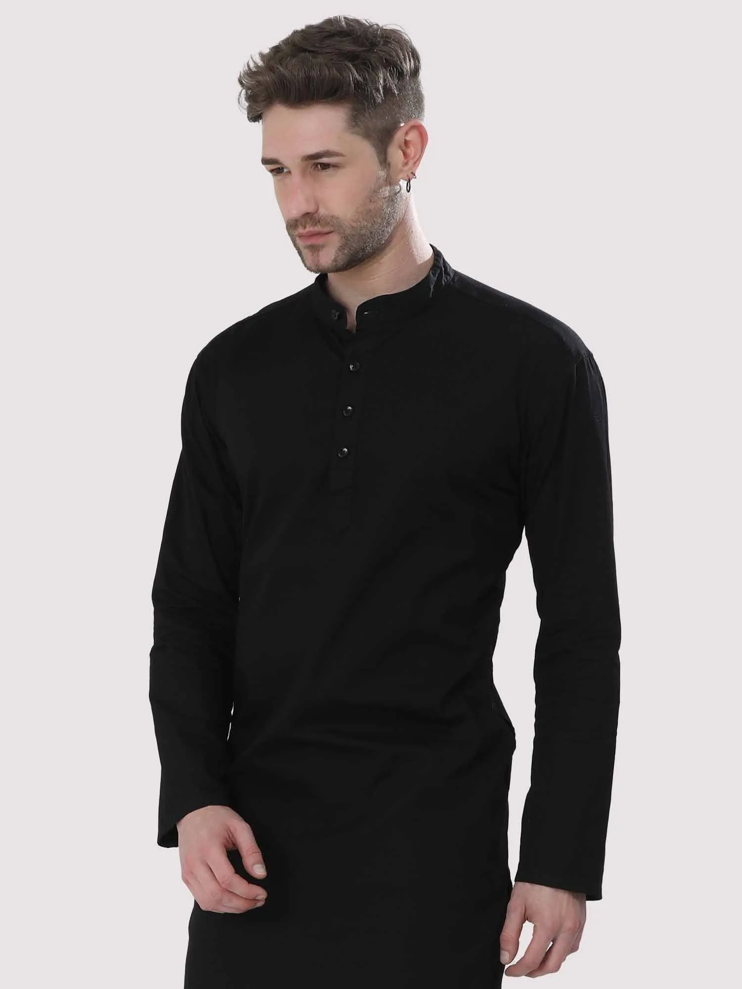 Rich Black Solid Kurta