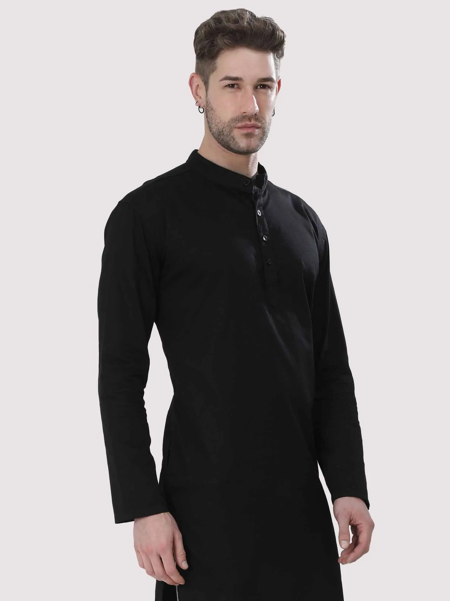 Rich Black Solid Kurta