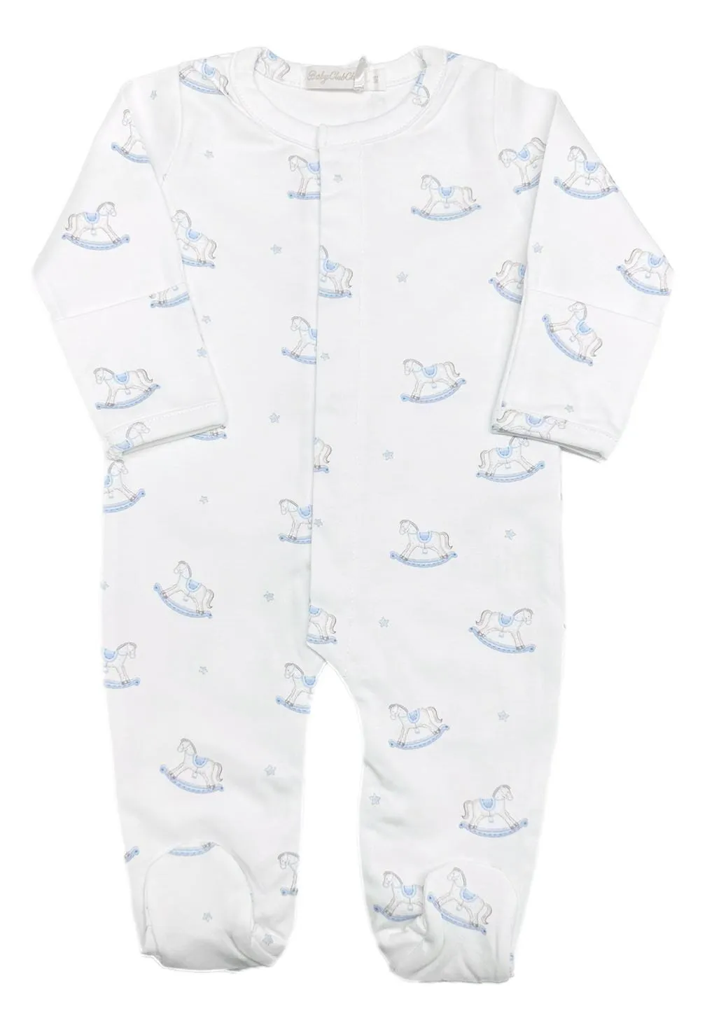 Rocking Horse Print Footie - Blue