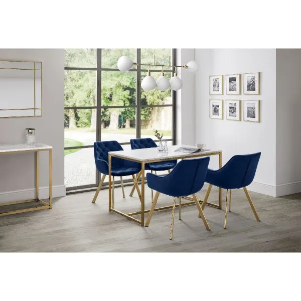 Scala Dining Table 1.2m White Marble & Gold