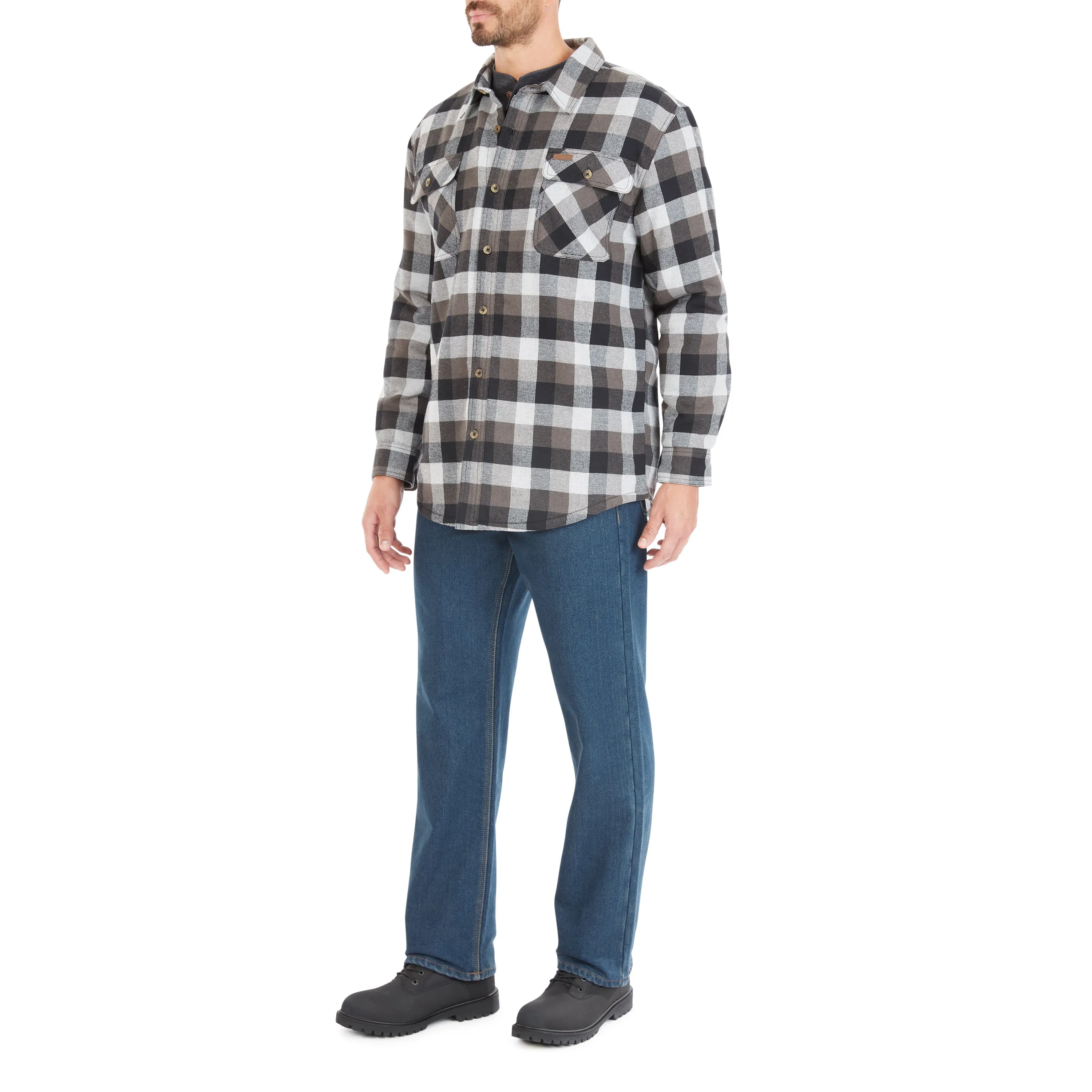 SHERPA-LINED FLANNEL SHIRT JACKET