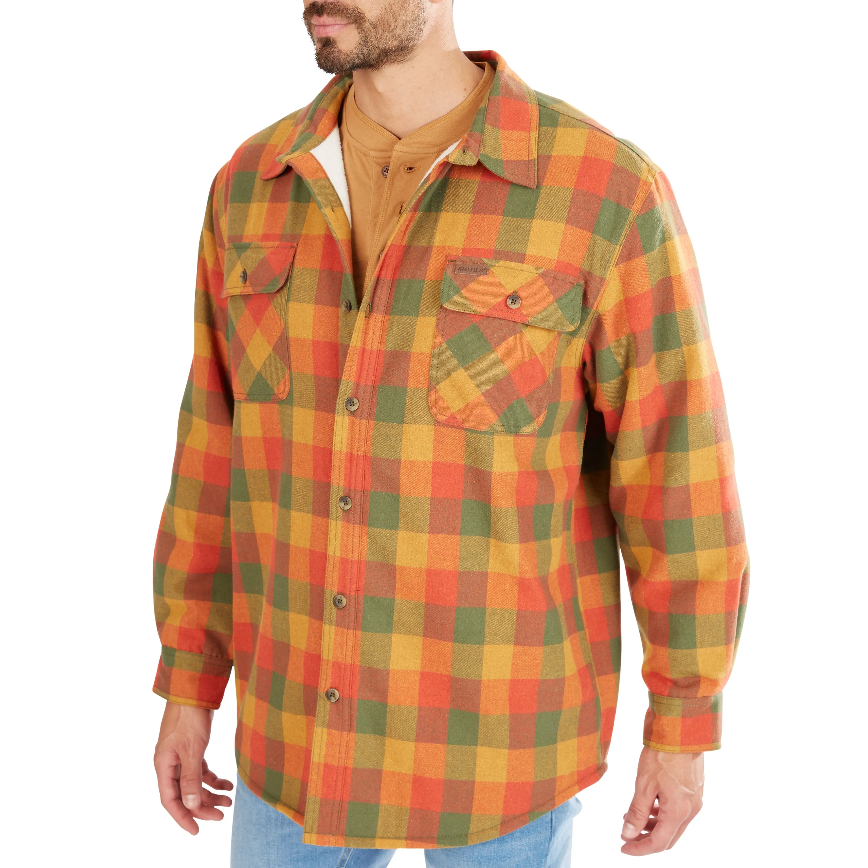 SHERPA-LINED FLANNEL SHIRT JACKET