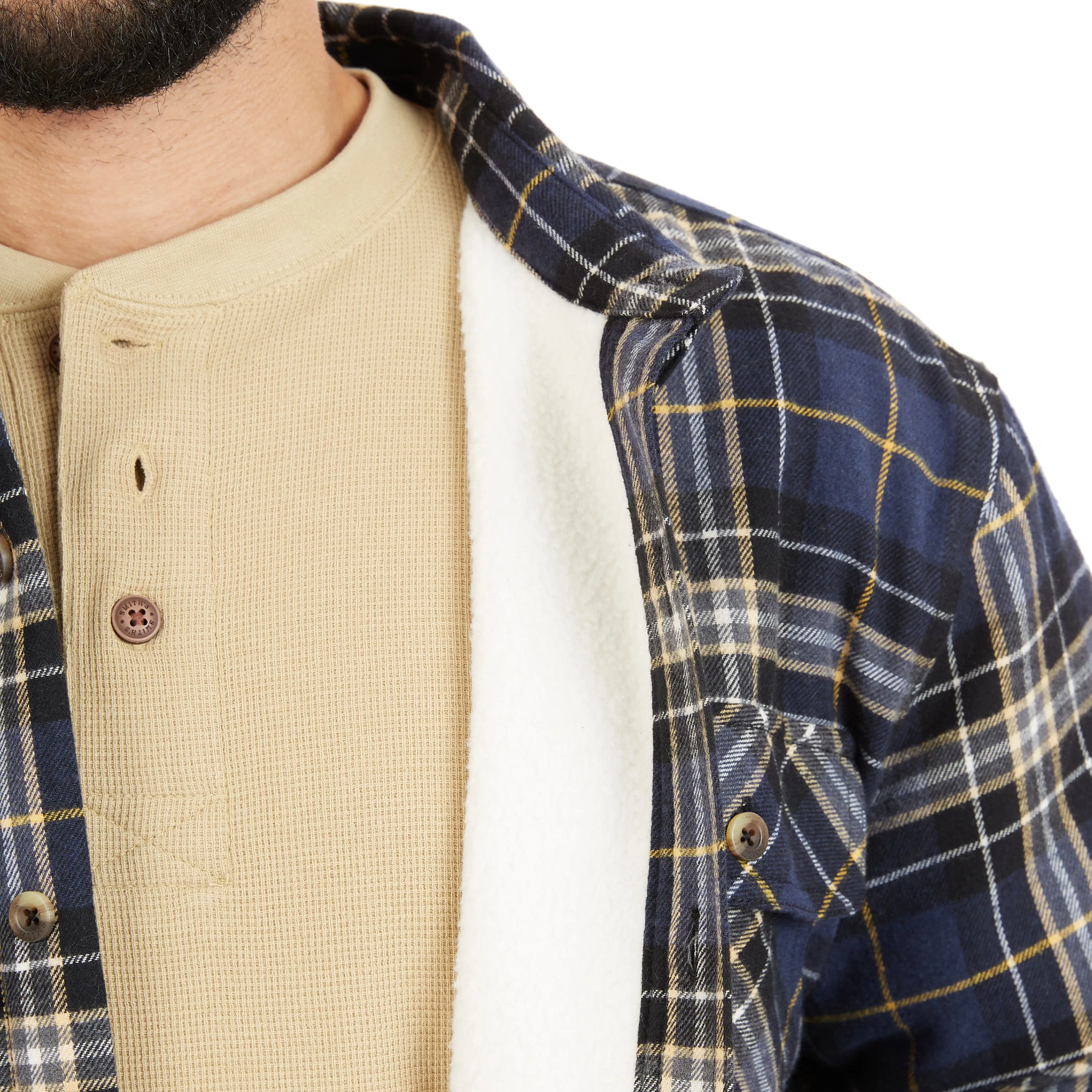 SHERPA-LINED FLANNEL SHIRT JACKET