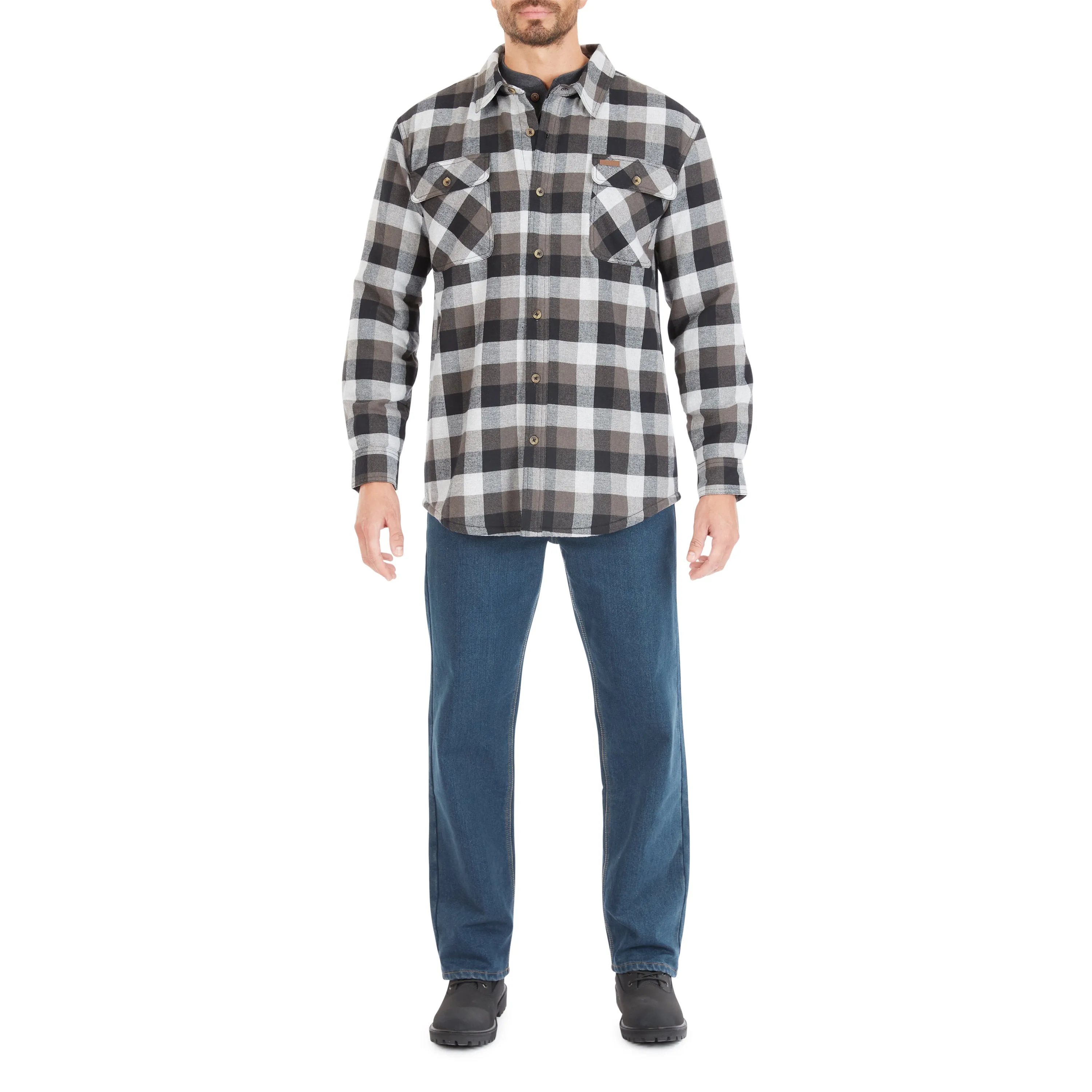 SHERPA-LINED FLANNEL SHIRT JACKET