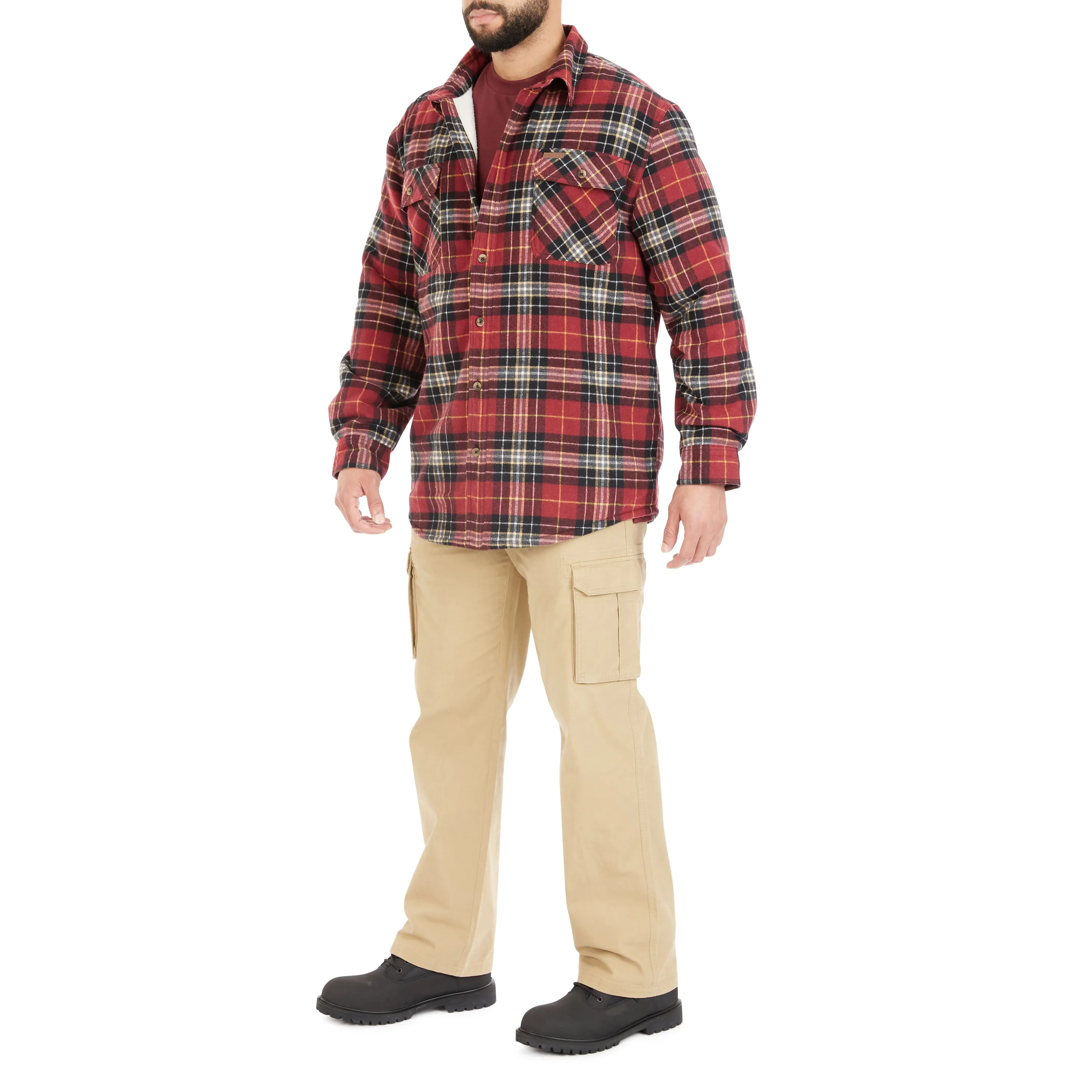 SHERPA-LINED FLANNEL SHIRT JACKET