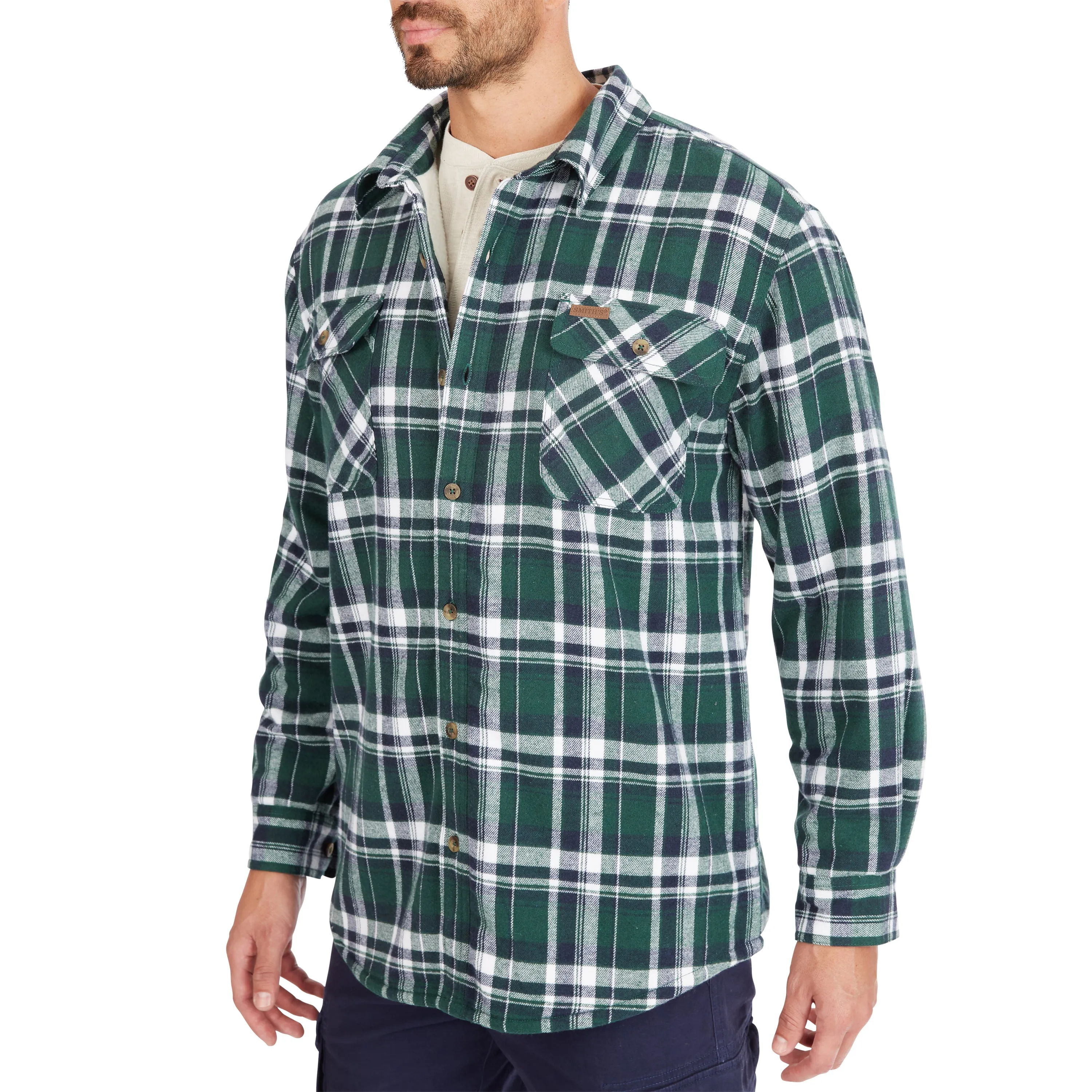 SHERPA-LINED FLANNEL SHIRT JACKET