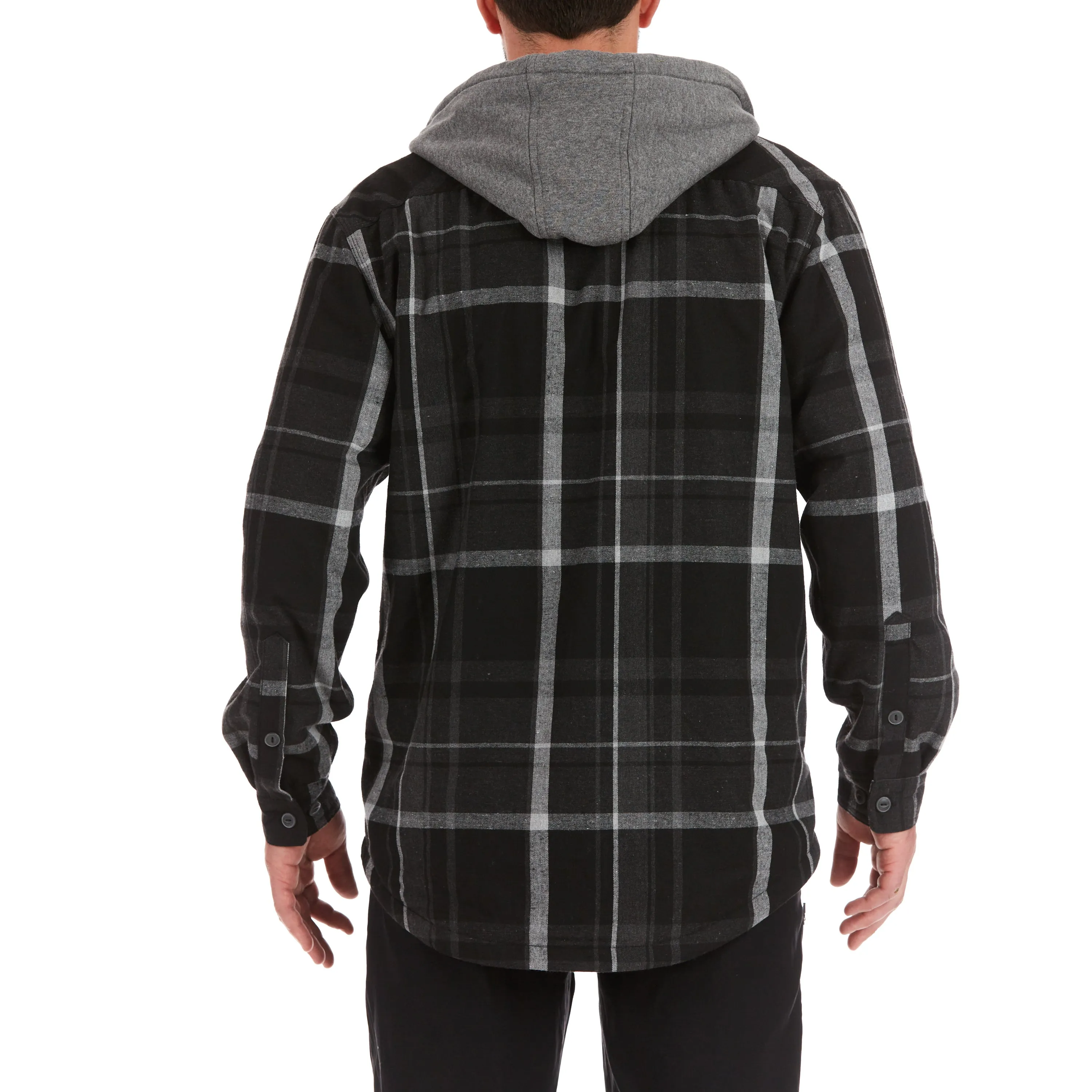 SHERPA-LINED HOODED FLANNEL SHIRT-JACKET