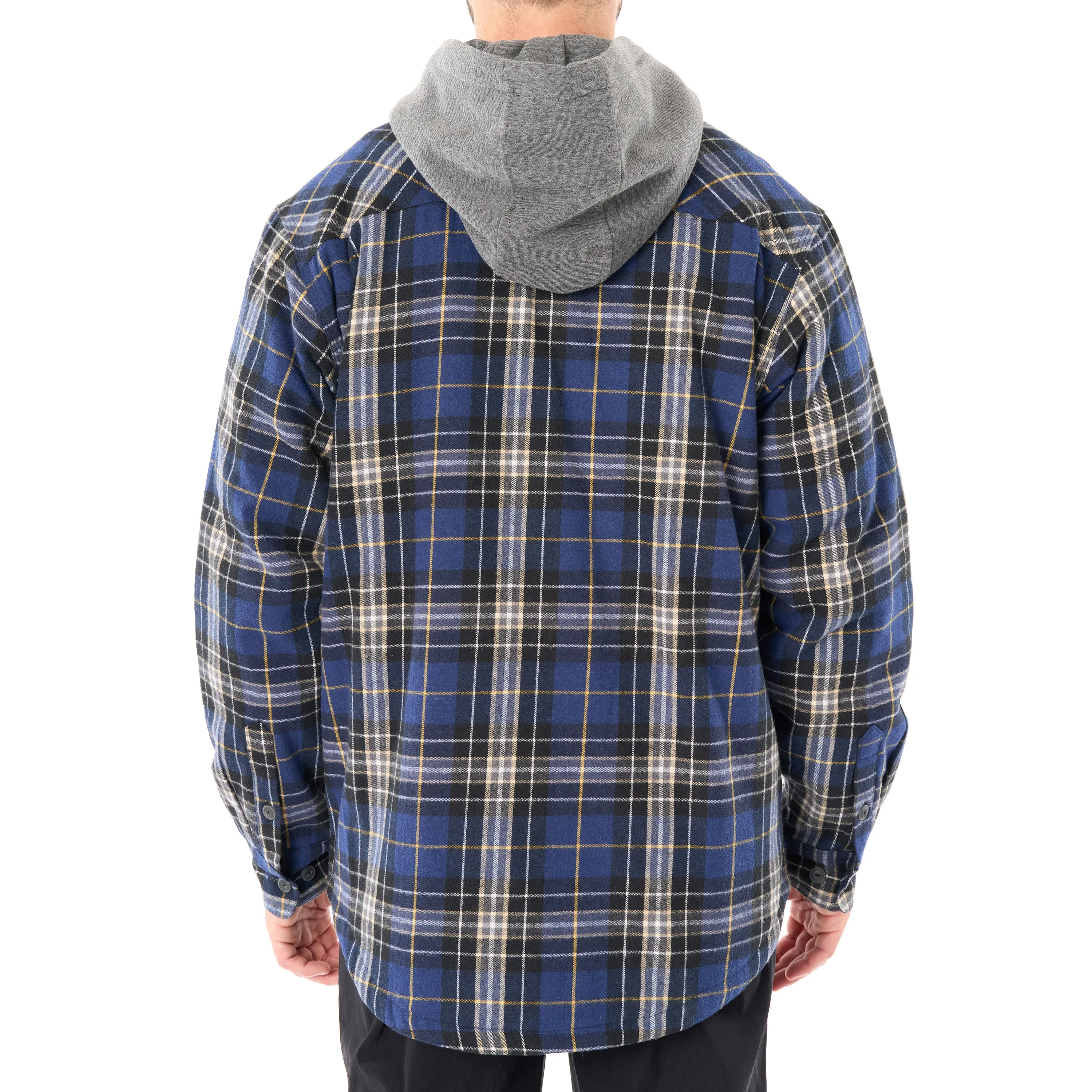 SHERPA-LINED HOODED FLANNEL SHIRT-JACKET