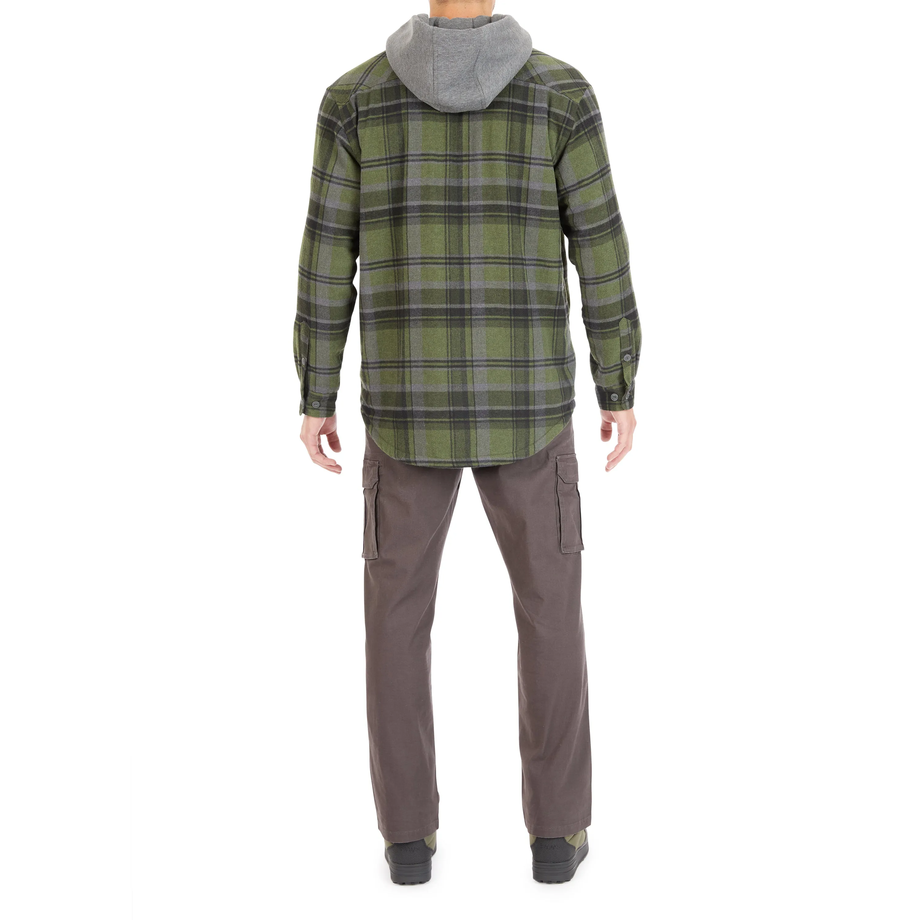 SHERPA-LINED HOODED FLANNEL SHIRT-JACKET