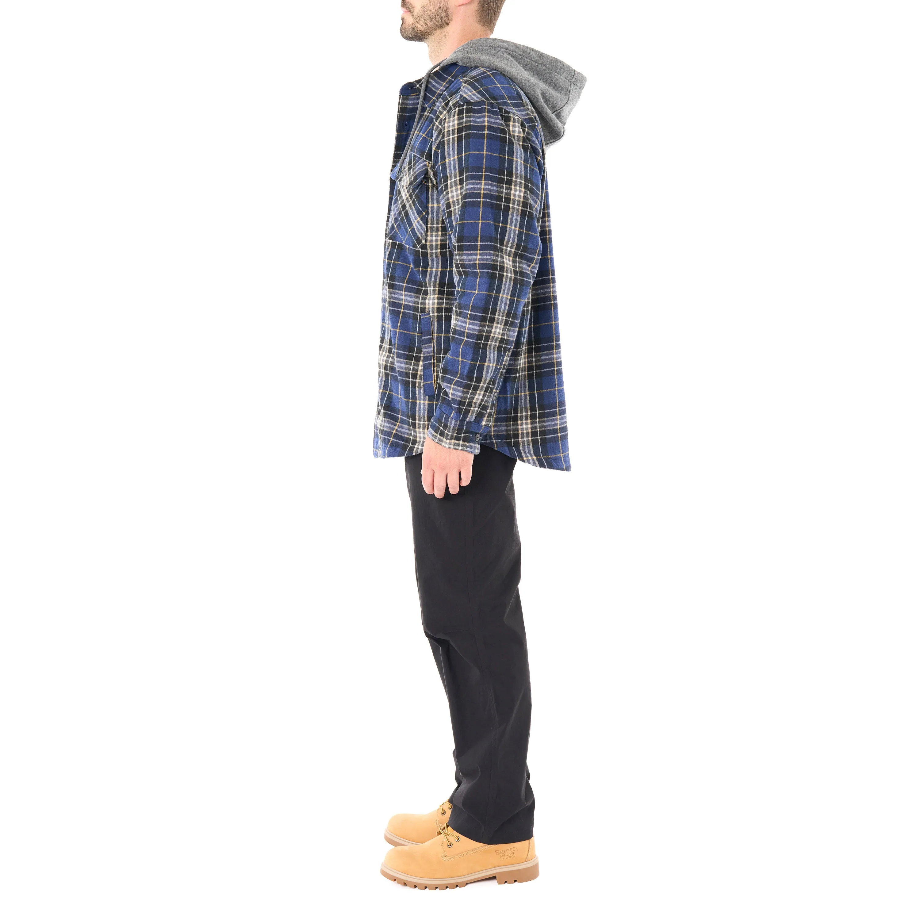 SHERPA-LINED HOODED FLANNEL SHIRT-JACKET