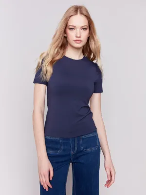 Short-Sleeved Super Stretch Top - Navy