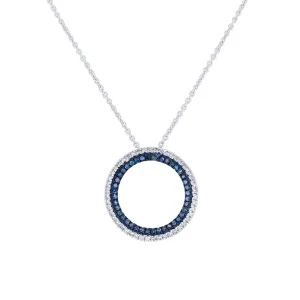 Silver Enchanting Circle Blue and White Diamond Necklace