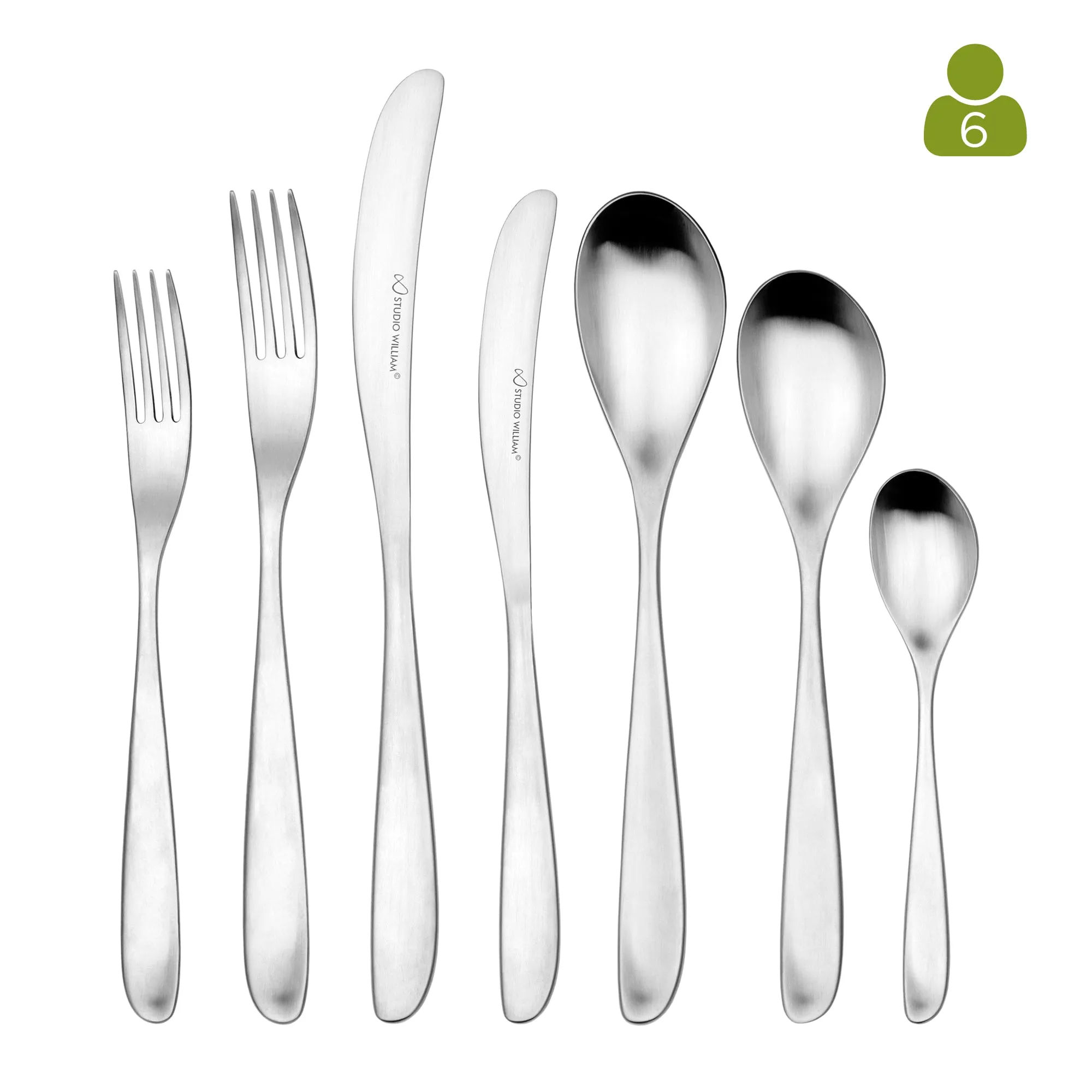 Studio William Olive Satin 42 Piece Cutlery Set