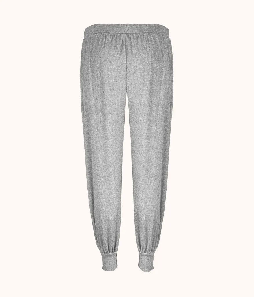 The Ribbed Jogger: Heather Gray