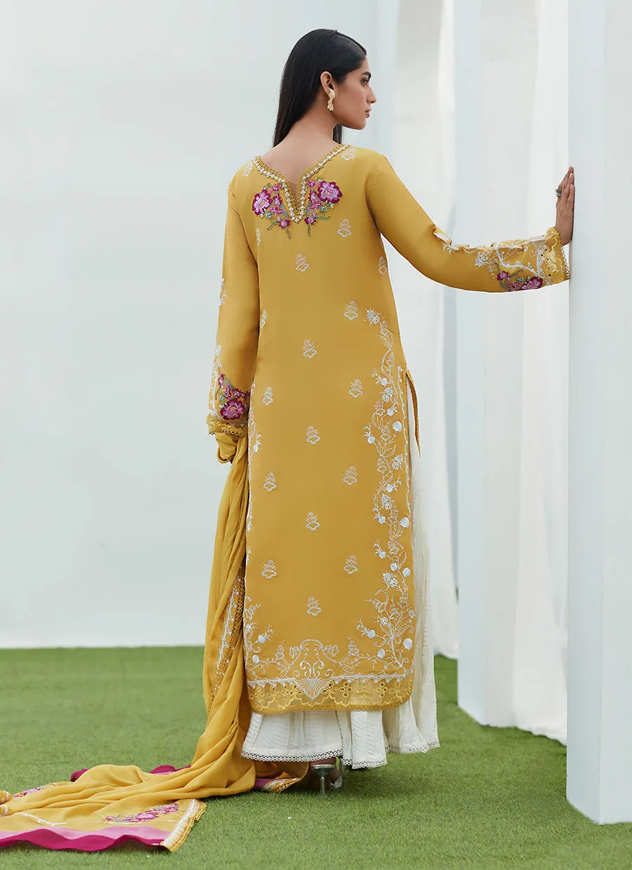 Tinsley Kiwi Embroidered Silk Shirt and Dupatta