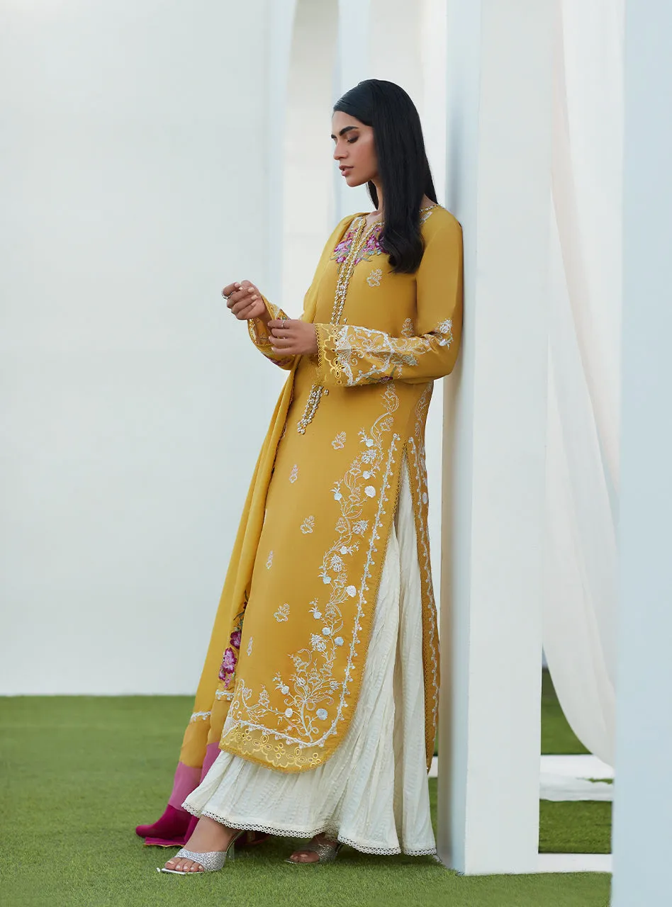 Tinsley Kiwi Embroidered Silk Shirt and Dupatta