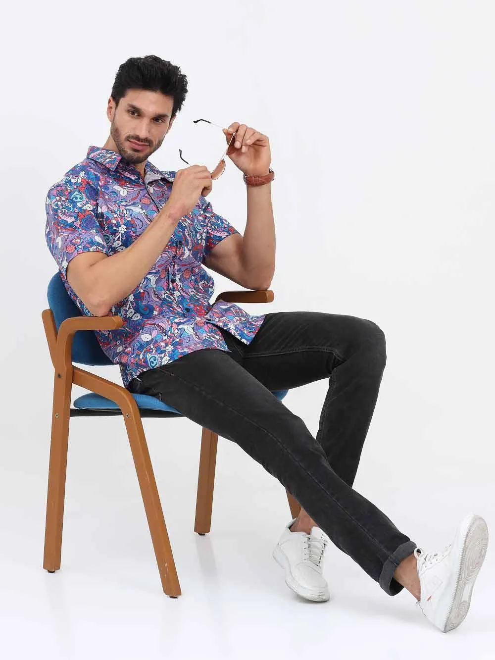 Tracery Digital Printed Cotton Half Sleeve Shirt