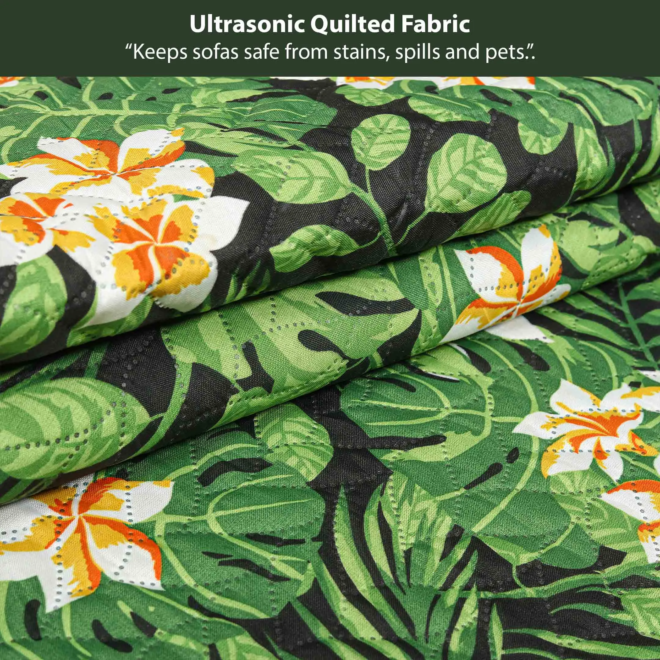 Tropical Palm Quilted Sofa Cover Set