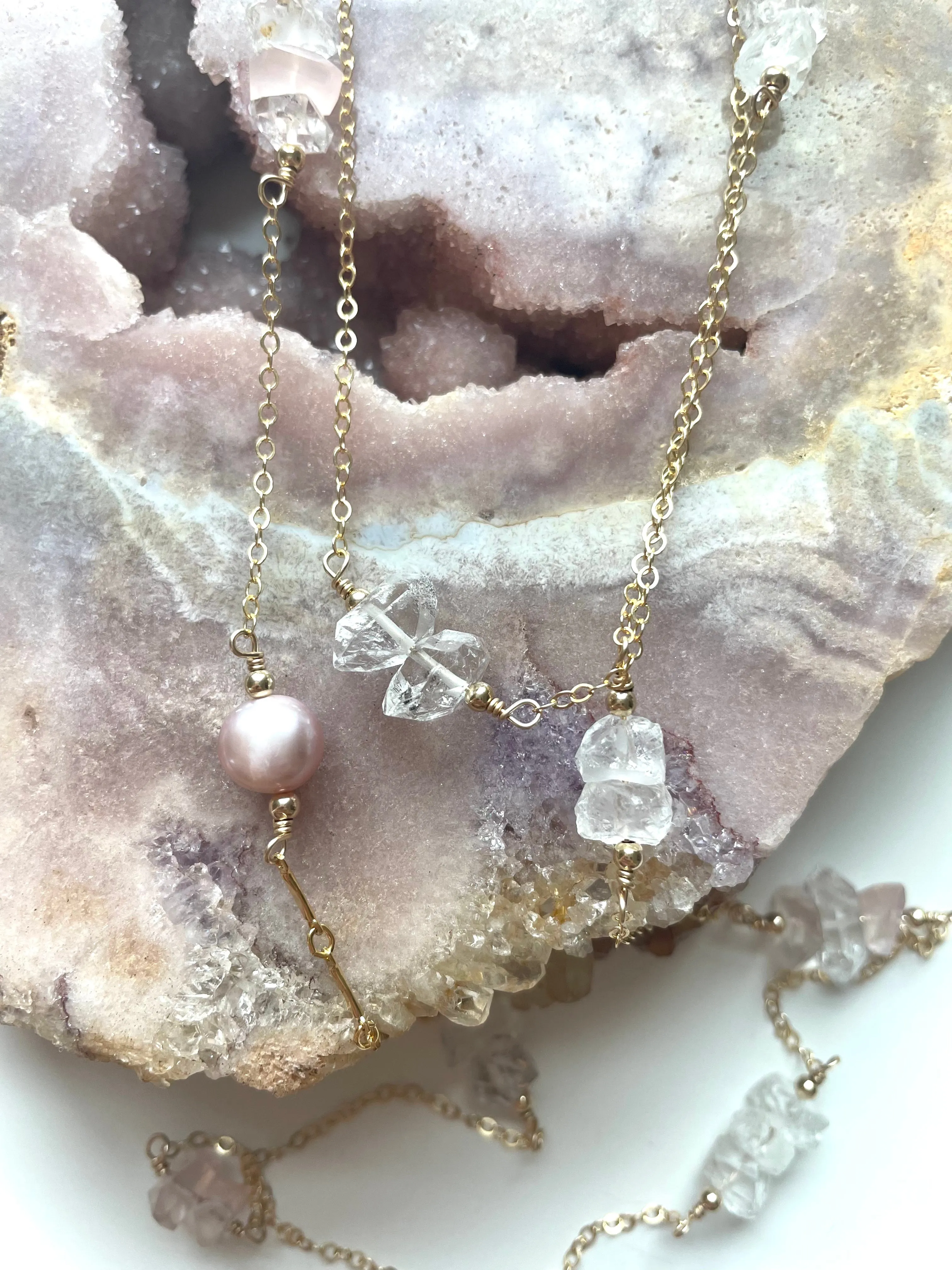 Ultra long layering crystal necklace