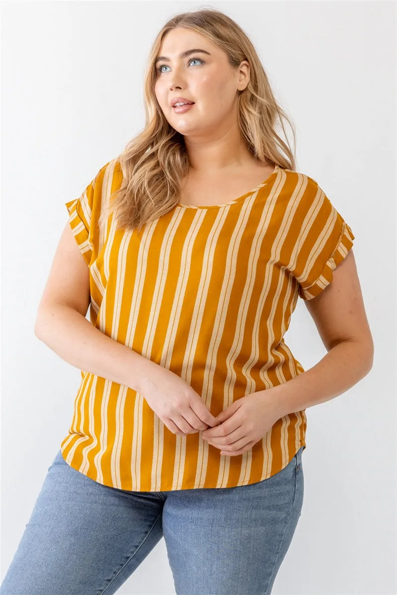 Voluptuous ( ) Plus Striped Short Sleeve Relax Top - 2 colors - Ships from The US