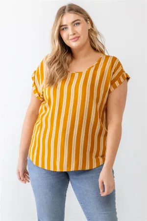 Voluptuous ( ) Plus Striped Short Sleeve Relax Top - 2 colors - Ships from The US